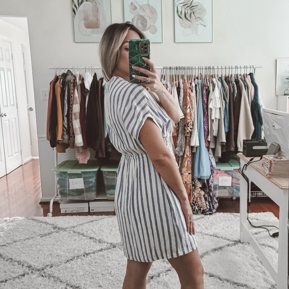 Rails Stripe Front Self Tie Mini Casual Dress - image 3